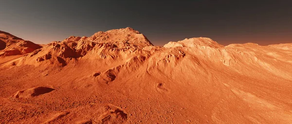 Mars Landscape Render Imaginary Mars Planet Terrain Orange Red Eroded — 스톡 사진
