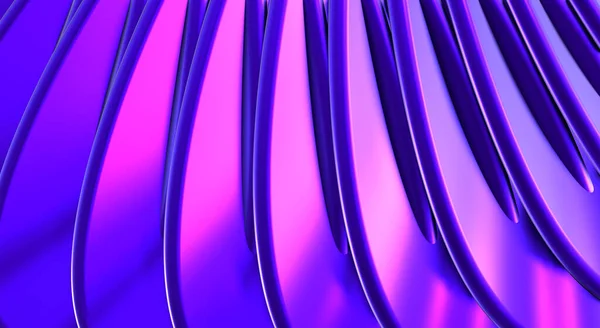 紫の金属の背景 3Dストライプの波状パターン エレガントな抽象的な金属の壁紙 レンダリングイラスト — ストック写真