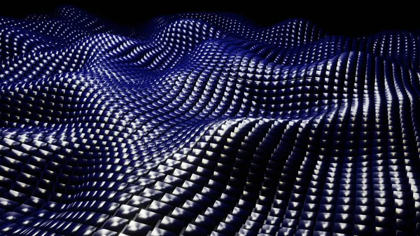 Черный Мозаичный Фон Трехмерные Волны Квадратных Металлических Форм Технологии Абстрактные — стоковое фото