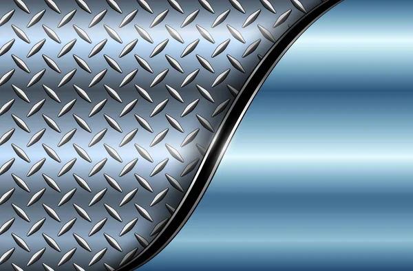 Silber Blauer Metallhintergrund Mit Chromglänzenden Diamantplattenmuster Vektorillustration — Stockvektor