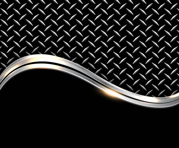 金属の背景光沢のあるクロム金属ダイヤモンドプレートテクスチャ シルバーブラックポリッシュスチールテクスチャ壁紙3Dベクトルイラスト — ストックベクタ