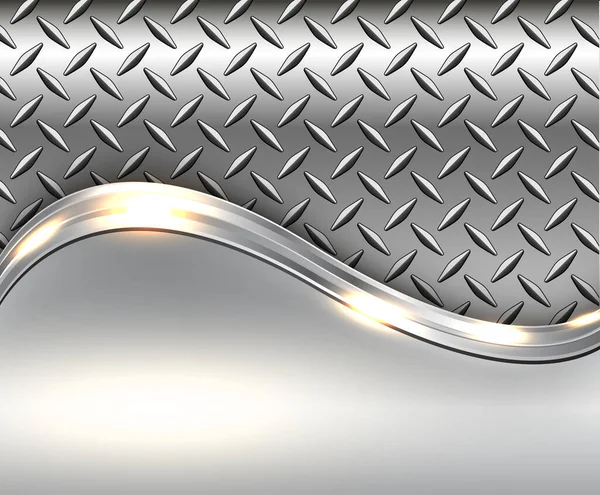 金属の背景光沢のあるクロム金属ダイヤモンドプレートテクスチャ シルバーポリッシュスチールテクスチャ壁紙3Dベクトルイラスト — ストックベクタ