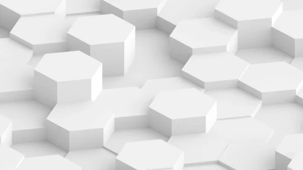 Геометрический Фон Белых Шестиугольников Обои Минимальными Сотовыми Узорами Трехмерная Иллюстрация — стоковое фото