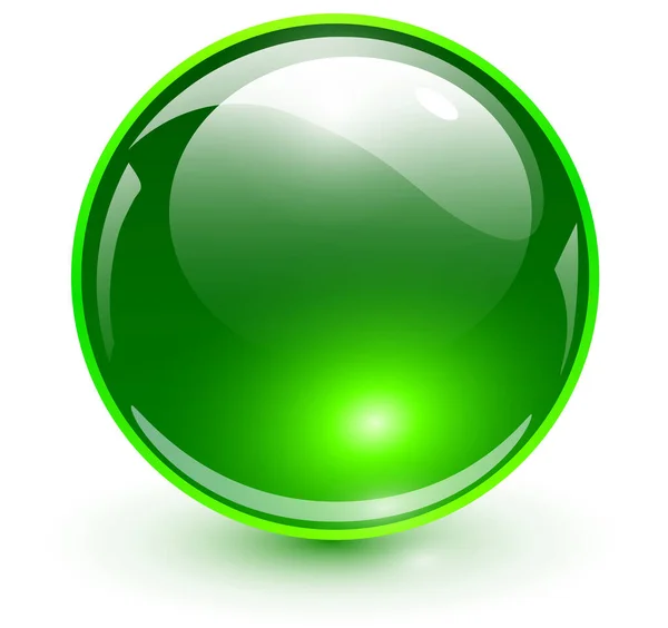 Glänsande Glaskula Grön Vektor Transparent Sfär — Stock vektor