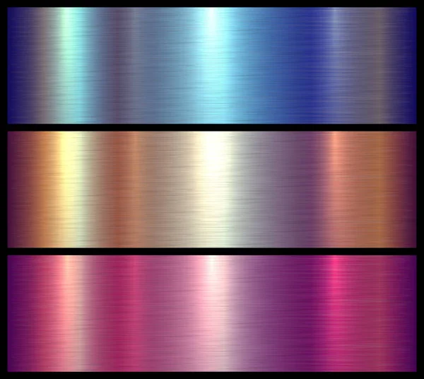 Metalen Texturen Glanzend Geborsteld Metalen Achtergronden Veelkleurig Glanzend Patroon Vector — Stockvector
