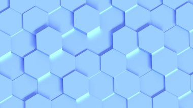 Mavi altıgen geometrik arkaplan, minimum bal peteği desenli duvar kağıdı, 3D resimleme.
