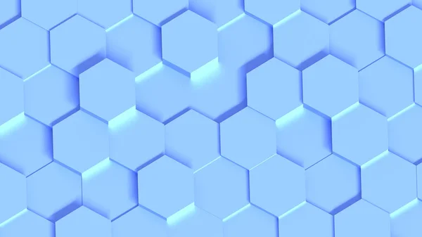 Kék Hatszögek Geometriai Háttér Minimális Méhsejt Mintás Tapéta Render Illusztráció — Stock Fotó
