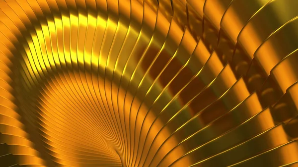 金の背景縞3次元波状パターン エレガントな抽象縞模様の壁紙 レンダリングイラスト — ストック写真