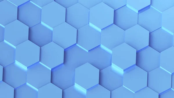 Геометрический Фон Голубых Шестиугольников Минимальные Обои Сотовыми Узорами Трехмерная Иллюстрация — стоковое фото