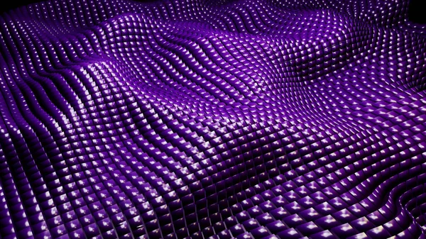 Fondo Mosaico Púrpura Oscuro Ondas Formas Cuadradas Metal Tecnología Abstracta — Foto de Stock
