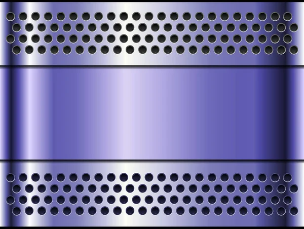 Металлический Фон Серебристый Фиолетовый Полированная Стальная Текстура Рисунком Отверстий Блестящая — стоковый вектор