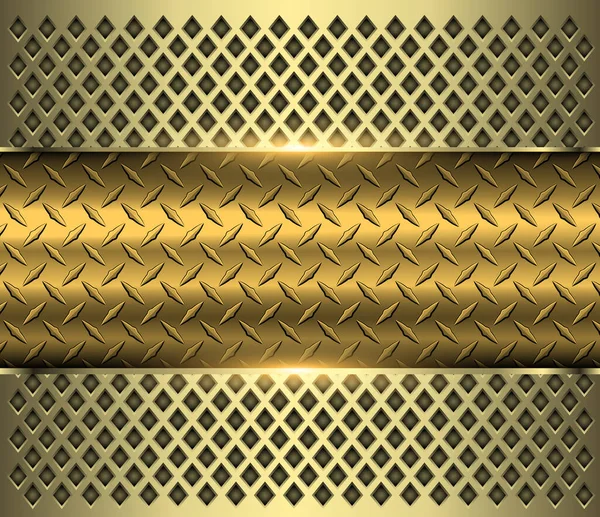 Фон Золотий Метал Хром Векторний Дизайн Текстурою Алмазного Листа Металу — стоковий вектор