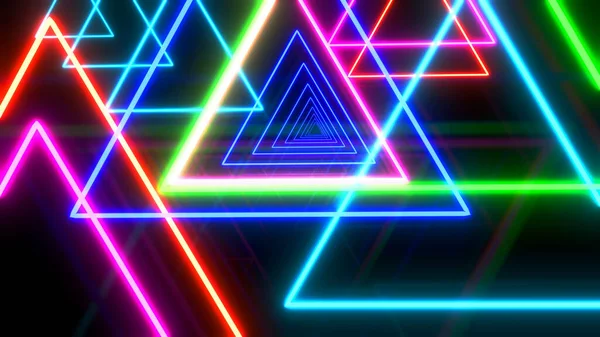 Abstrakcyjne Tło Wielokolorowe Trójkąty Neonowe Kolory Świecące Dynamiczny Abstrakcyjny Kolorowy — Zdjęcie stockowe
