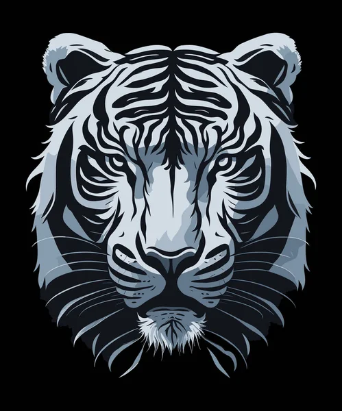Tygrysie Głowy Czarny Biały Płaski Sylwetka Logo Projekt Wektor Ilustracja — Wektor stockowy
