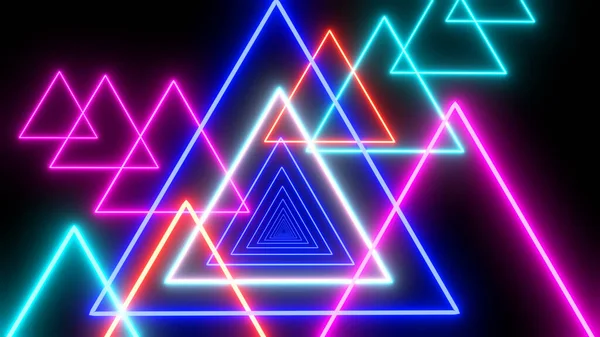 Abstract Background Multicolored Triangles Neon Glow Colors Dynamic Abstract Colorful — Stock Photo, Image