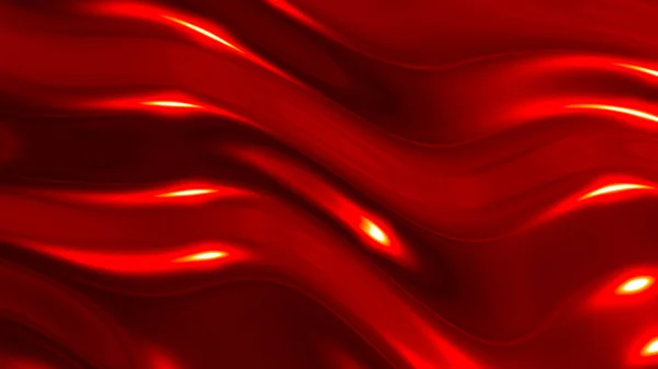 赤い波状のプラスチック光沢のある背景 滑らかな波状のテクスチャパターンの壁紙 3Dレンダリングイラスト — ストック写真