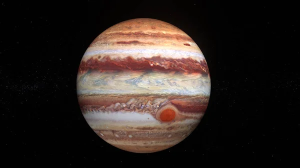 Планета Юпитер Высокой Детальной Поверхностью Звездами Заднем Плане Научные Обои — стоковое фото