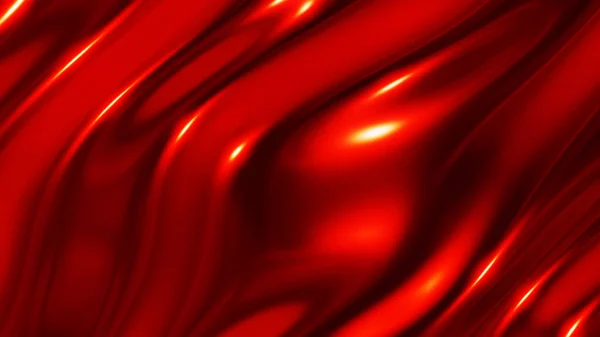 赤い波状のプラスチック光沢のある背景 滑らかな波状のテクスチャパターンの壁紙 3Dレンダリングイラスト — ストック写真