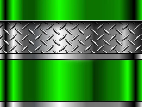 Silbergrüner Metallischer Hintergrund Mit Diamantplattenstruktur Glänzender Chrom Metallic Hintergrund Vektorillustration — Stockvektor