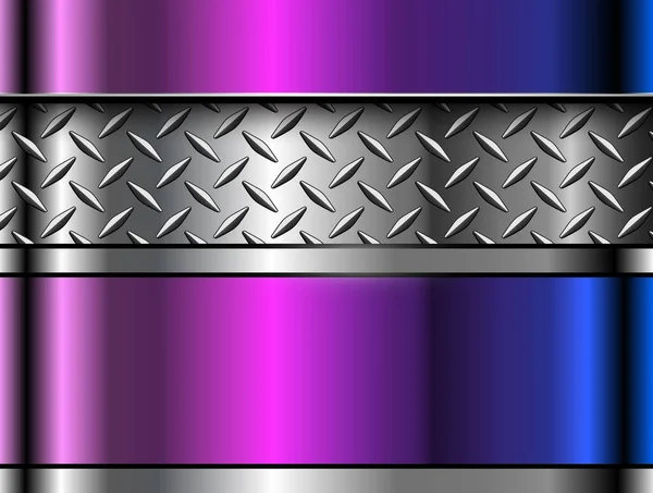 Silber Lila Blau Metallischen Hintergrund Mit Diamantplatte Textur Glänzende Chrom — Stockvektor