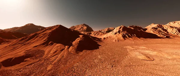 Mars Landschap Weergave Van Denkbeeldig Mars Planeet Terrein Science Fiction — Stockfoto