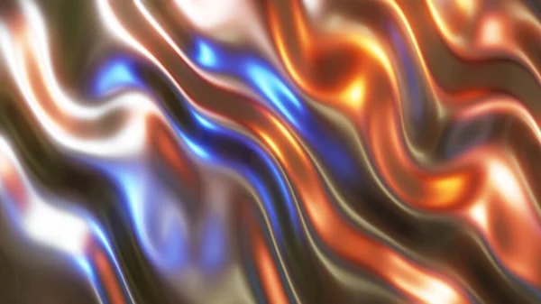 Liquid Chrome Waves Background Shiny Texture Metallic Pattern Reflected Multicolored — Stock Photo, Image
