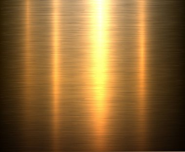 Fırçalanmış metal desenli altın metalik doku, parlak endüstriyel ve teknolojik arka plan, vektör illüstrasyonu.