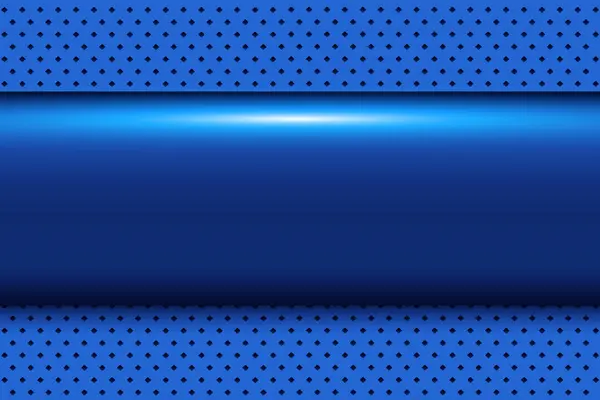 Fondo Azul Metálico Con Banner Centro Patrón Punteado Fondo Ilustración — Vector de stock