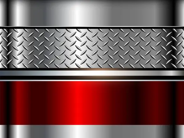 Металевий Срібний Червоний Фон Метал Блискучий Хром Текстурою Алмазної Пластини — стоковий вектор