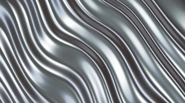 液体のクロム波の背景 光沢があり 光沢のある金属のパターンの質 銀製の3Dレンダリングのイラスト — ストック写真