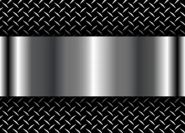 Background Silver Black Metallic Vector Design Diamond Plate Sheet Metal — Stock Vector