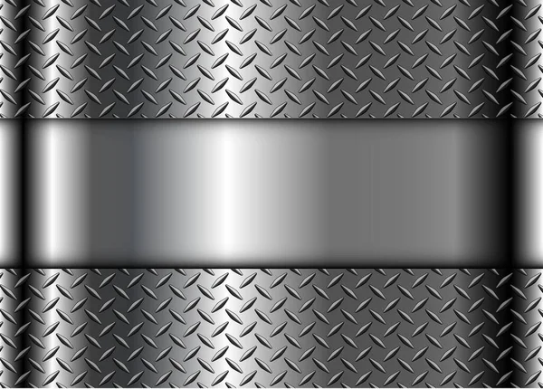 ダイヤモンド版の質パターン 光沢のあるクロムの質 ベクターのイラストが付いている銀製の金属の背景 — ストックベクタ