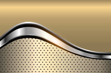 Gümüş altın arkaplan, 3 boyutlu parlatılmış krom metalik ve parlak doku, vektör illüstrasyonu.