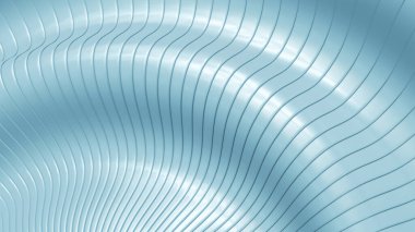 Soyut arkaplan, 3d beyaz mavi dalgalı çizgiler, ilginç çizgili üç boyutlu duvar kağıdı, resimleme.