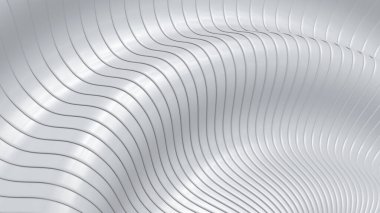 Soyut arkaplan, 3 boyutlu beyaz gri dalgalı çizgiler, ilginç çizgili 3 boyutlu duvar kağıdı, resimleme