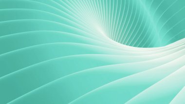 Yeşil arkaplan çizgileri 3d dalgalı desen, zarif soyut çizgili desen, ilginç spiral mimari arka plan, 3D resimleme.