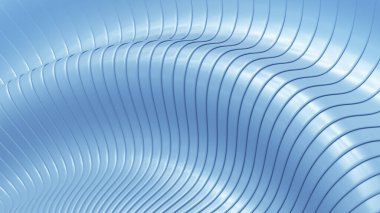 Soyut arkaplan, 3d beyaz mavi dalgalı çizgiler, ilginç çizgili üç boyutlu duvar kağıdı, resimleme.