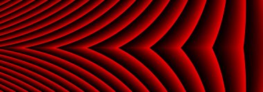 Üç boyutlu kırmızı çizgili soyut arkaplan, ilginç simetrik desen minimal karanlık arkaplan, iş sunumu için kabartma tasarımı, vektör illüstrasyonu.