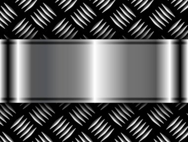 Teknolojik elmas plaka desenli metalik parlak arka plan, endüstriyel vektör çizimi olarak çelik metal parlak doku.
