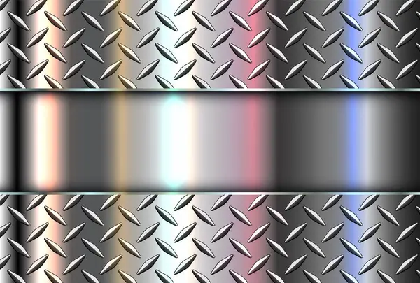 Metallic Shiny Iridescence Background Technology Diamond Plate Pattern Steel Metal — Stock Vector