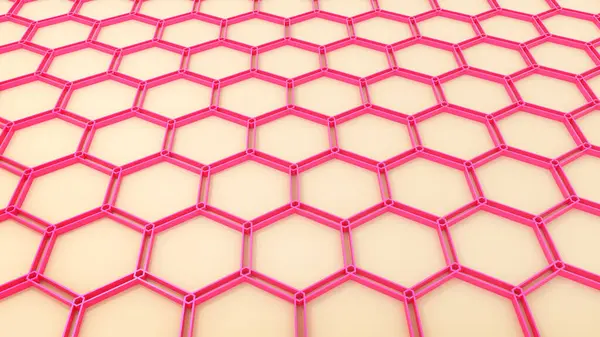 Рожеві Шестикутники Геометричного Фону Мінімальний Візерунок Стільникового Шпалер Ілюстрація Рендеринга — стокове фото