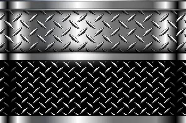 Silver Black Steel Texture Background Diamond Plate Pattern Texture Vector — Stock Vector