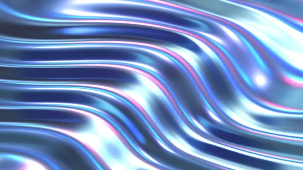 赤外線クロム波形の生地抽象的な背景 紫外線ホログラフィックホイルの質 液体表面 リップル 金属反射 3Dレンダリングイラスト — ストック写真