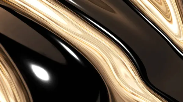 Abstraktes Gold Hintergrund Goldenes Schwarzes Metall Wellenförmige Flüssige Muster Tapete — Stockfoto