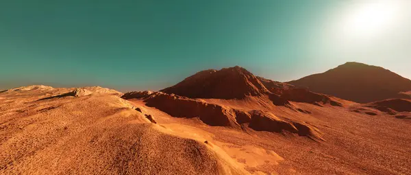 Planeta Mars Ilustracja Pomarańczowy Czerwony Eroded Mars Powierzchnia Science Fiction — Zdjęcie stockowe