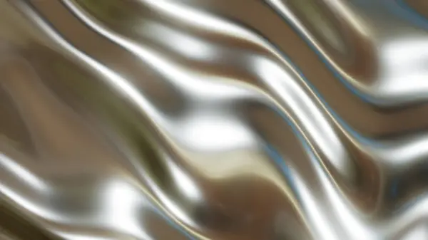 Flüssige Chromwellen Hintergrund Glänzende Und Glänzende Metallmuster Textur Seidige Darstellung — Stockfoto