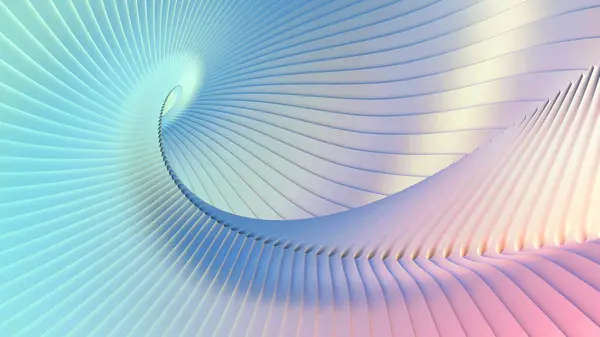 Abstrakter Irisierender Streifenhintergrund Wellenförmiges Streifenmuster Interessante Spiralförmige Architektonische Minimaltapete Renderillustration — Stockfoto