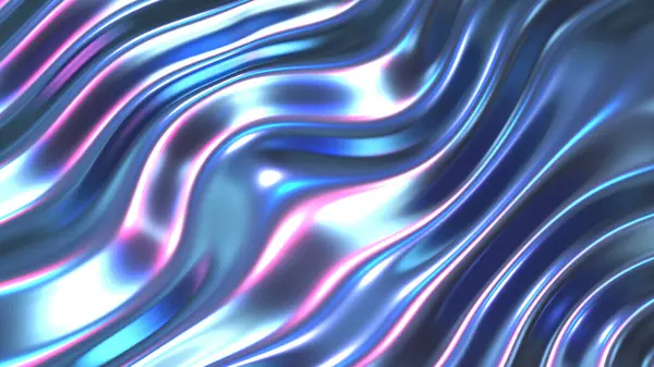 Iridescent Chrome Wavy Gradient Fabric Abstract Background Ultraviolet Holographic Foil — Stock Photo, Image