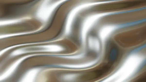 液体のクロム波の背景 光沢があり 光沢のある金属のパターンの質 銀製の3Dレンダリングのイラスト — ストック写真