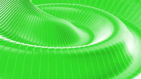 摘要背景 3D绿波条纹图案 有趣的条纹3D壁纸 — 图库照片#